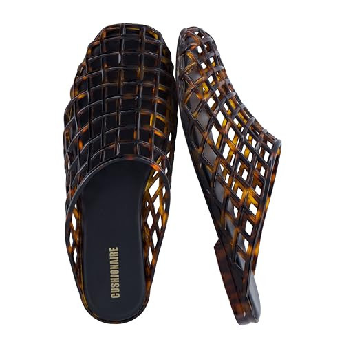 CUSHIONAIRE Lab Jelly Flats for Women, Closed Toe Slip On Lightweight Womens Mules with Woven Design and Cushioned Comfort, TORTOISE 9 | Amazon (US)