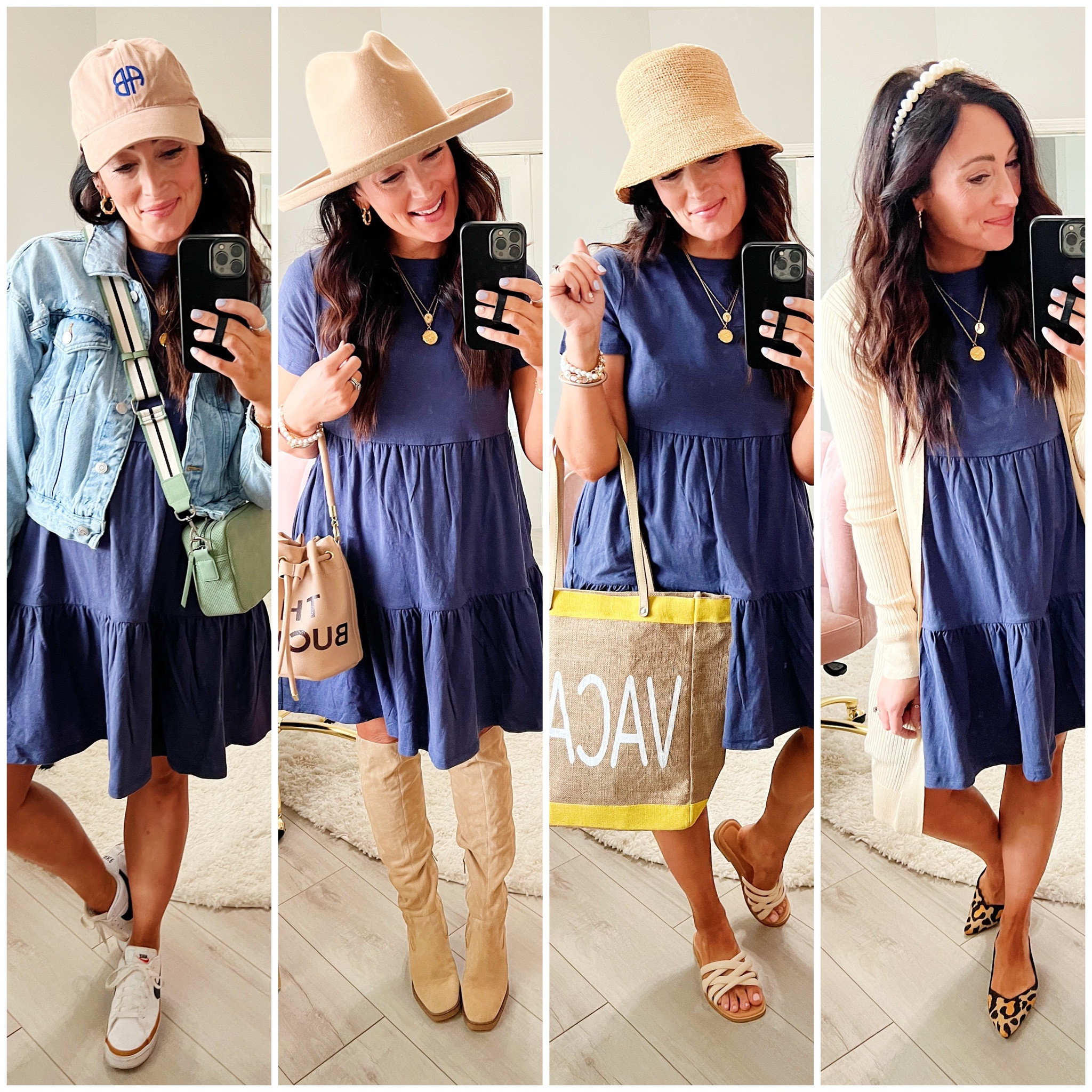One $26 dress, styled four ways for you all 👏🏻 This is the cutest dress for spring/summer + it has pockets! (Wearing my true size small) 

Comment “DRESS” below & I’ll DM you all the item links directly ❤️ Which way is your favorite?! 

#LTKunder50 #LTKstyletip #LTKFind