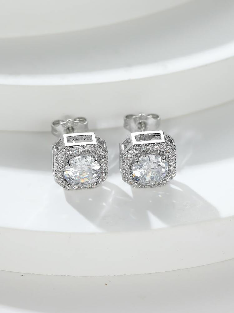 Rhinestone Decor Square Stud Earrings | SHEIN