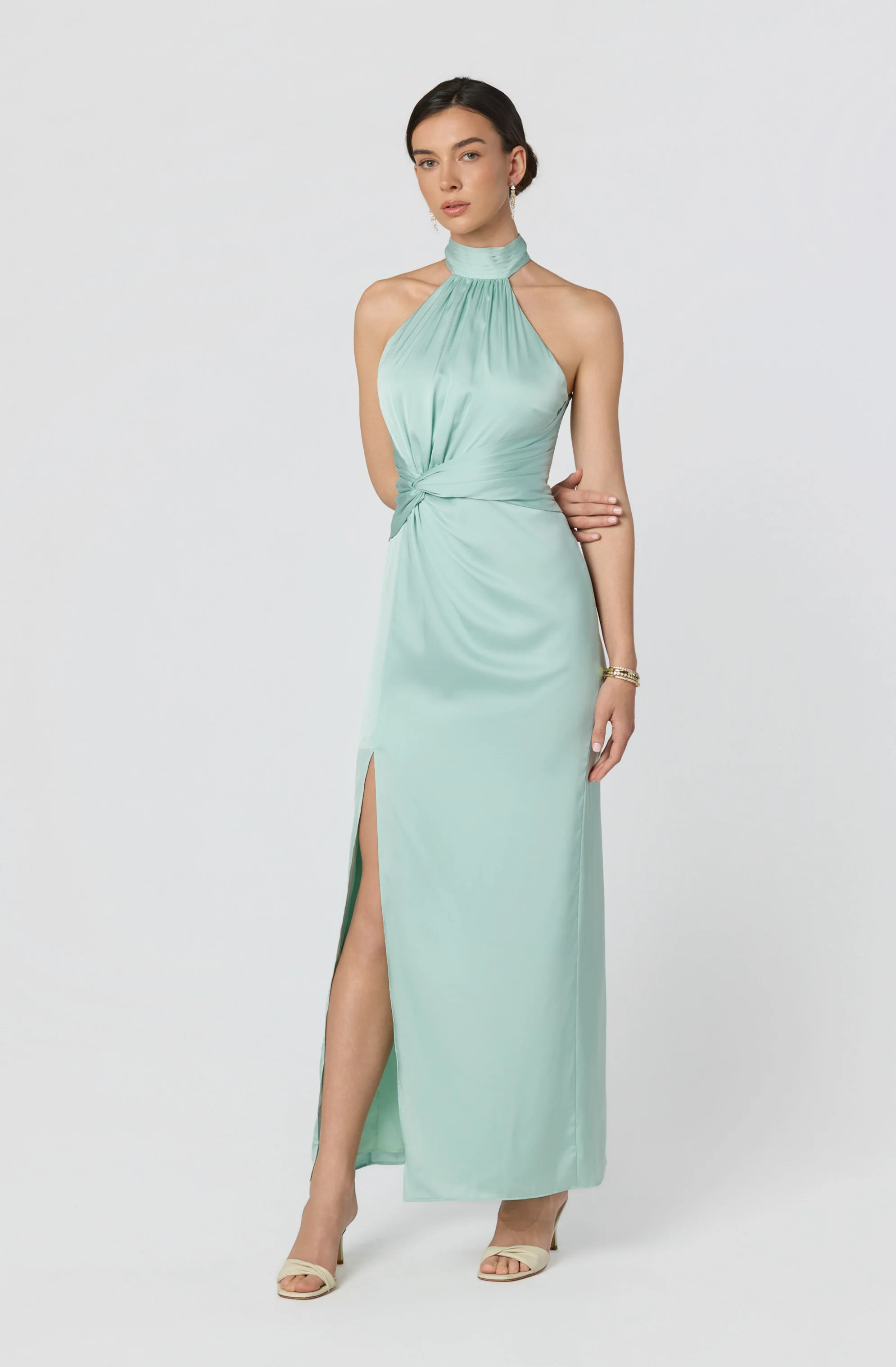 Aspen Twist Front Halter Maxi Dress - Sage / XS | ASTR The Label (US)