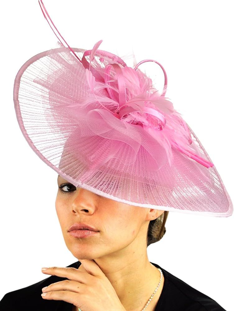 C.C Cocktail Fashion Sinamay Fascinator Hat Feather & Flower Design | Amazon (US)