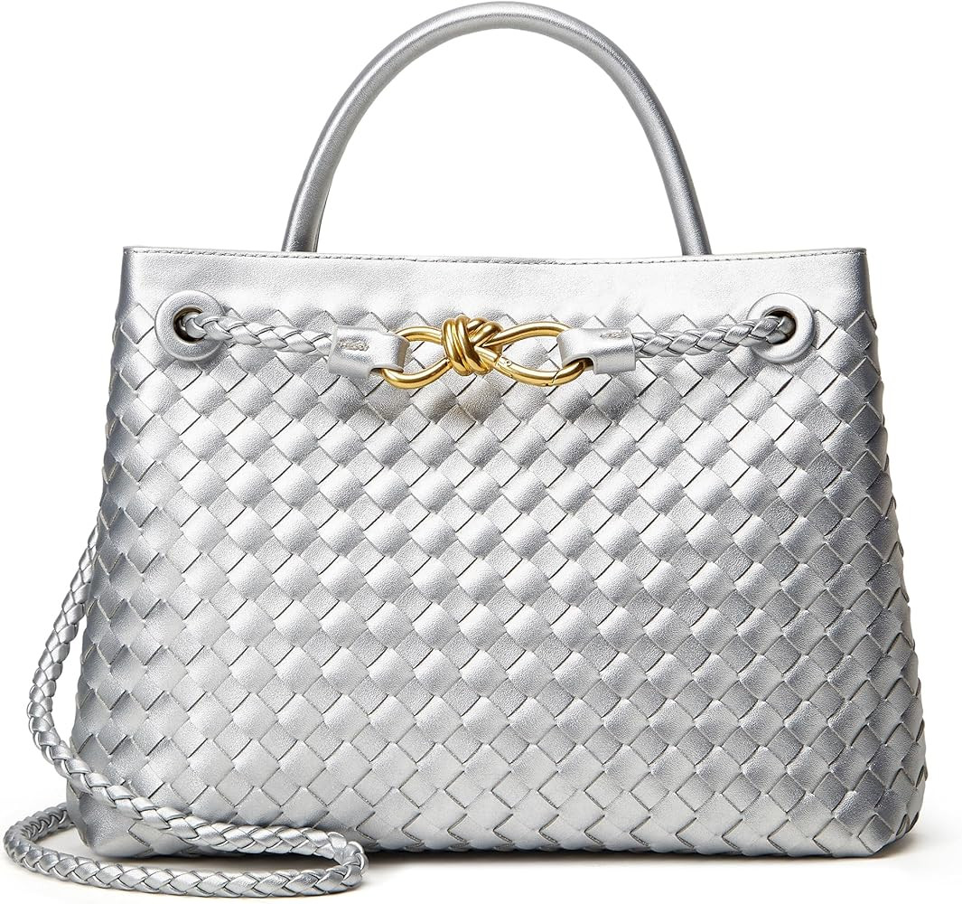Woven Crossbody Bags for Women: Vegan Leather Small Tote Bag - Trendy Shoulder Purse and Handbag ... | Amazon (US)