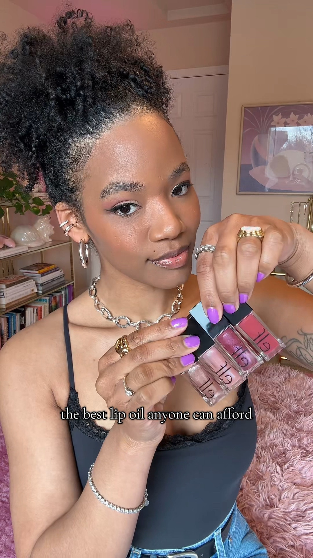 swatching Elf Cosmetics glow reviver lip oils in Rose Envy, Divine Wine, Candy Coded, and Crystal Baller.

#LTKGiftGuide #LTKFindsUnder50 #LTKBeauty