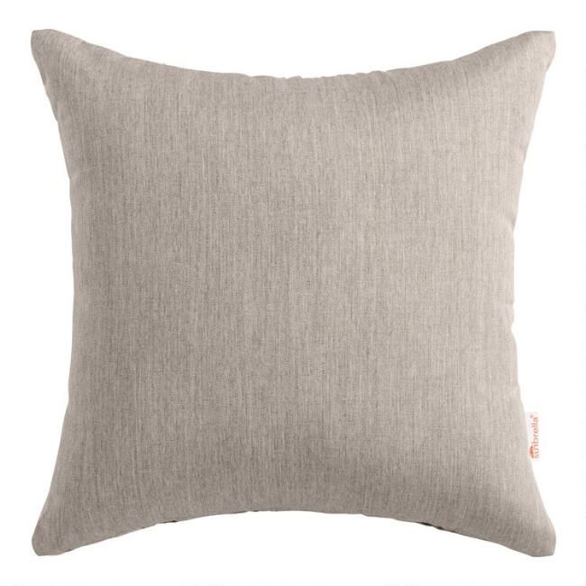 Sunbrella Khaki Ash Cast Outdoor Throw Pillow | World Market