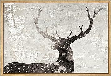 SIGNWIN Framed Canvas Home Artwork Decoration Black and White Deer with Antlers Animals Wildlife ... | Amazon (US)
