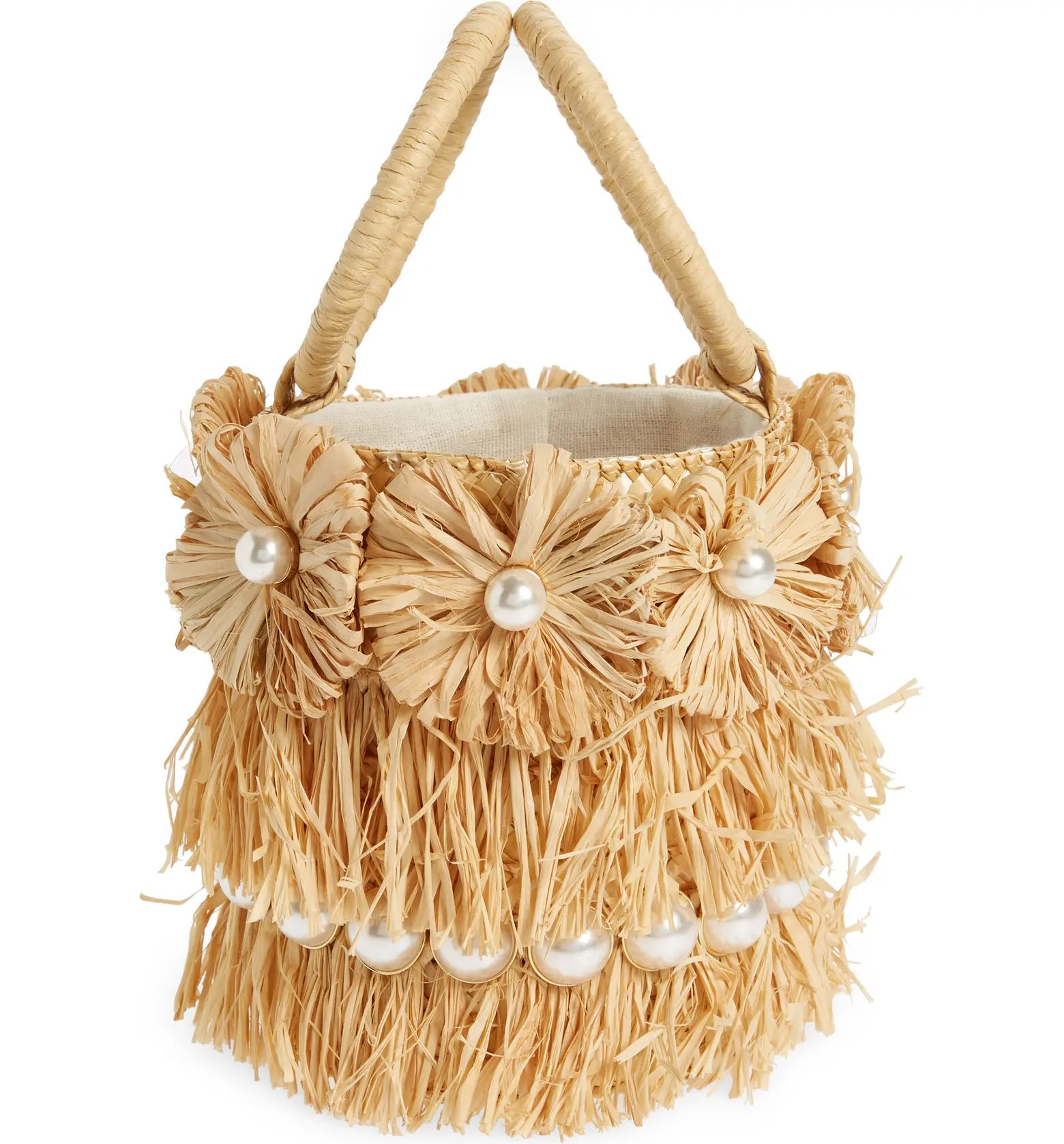 Liv Floral Straw Bucket Bag | Nordstrom