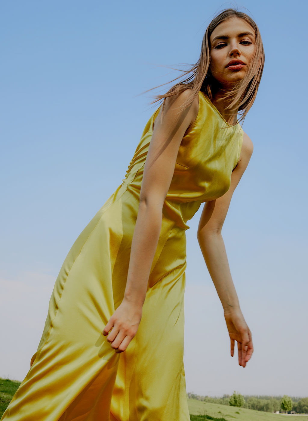 Back Loop Drawstring Silk Dress | Silk Maison