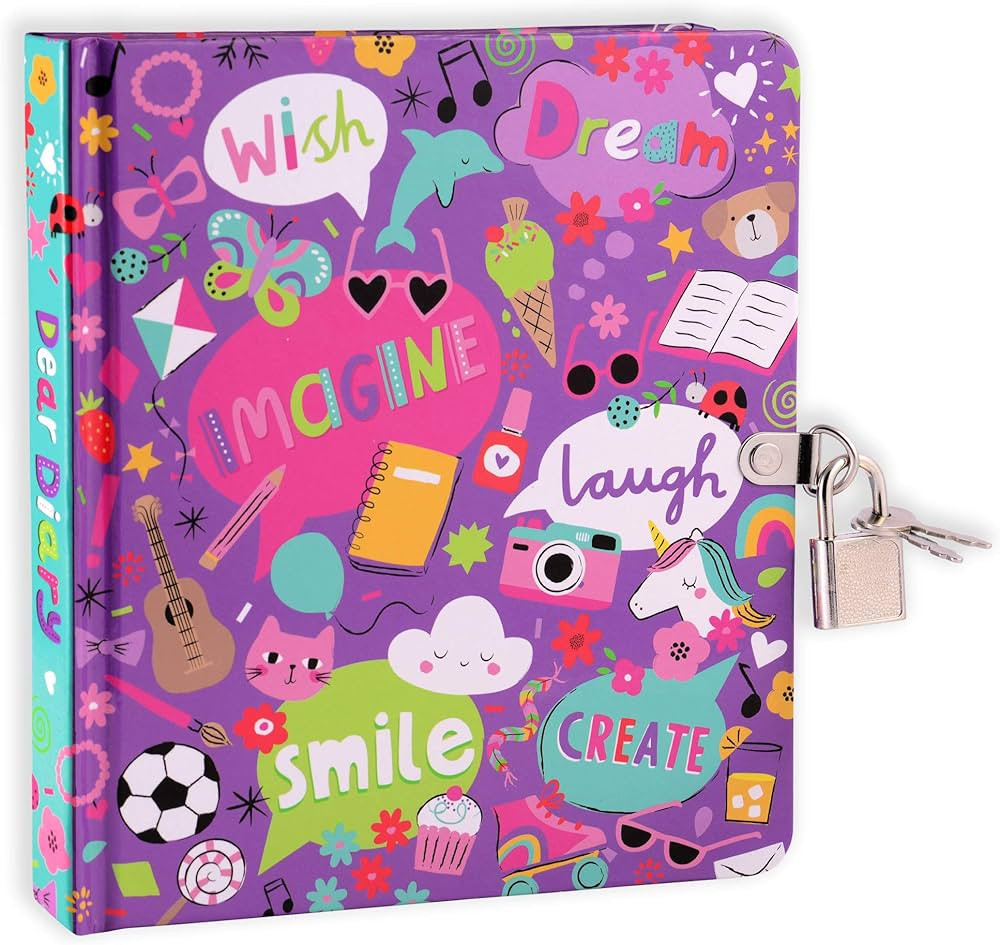 MOLLYBEE KIDS My Favorite Things Lock and Key Diary Notebook for Girls, 5.5 x 6.25 Inches, 208 Li... | Amazon (US)
