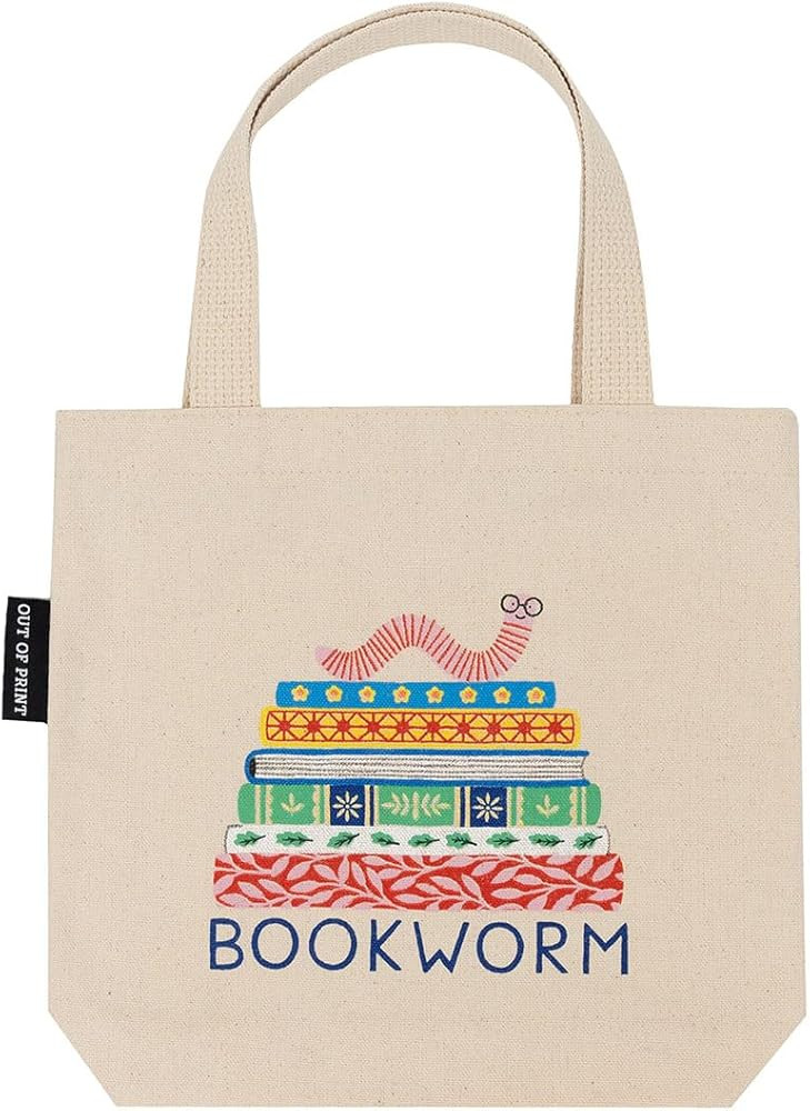 Out of Print Bookworm Mini Tote Bag with Inner Pocket - Small Tote Bag for Book Lovers and Kids | Amazon (US)