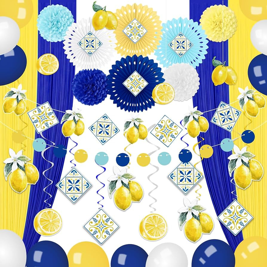 43Pcs Amalfi Coast Party Decorations Lemon Decor Set | Amazon (US)