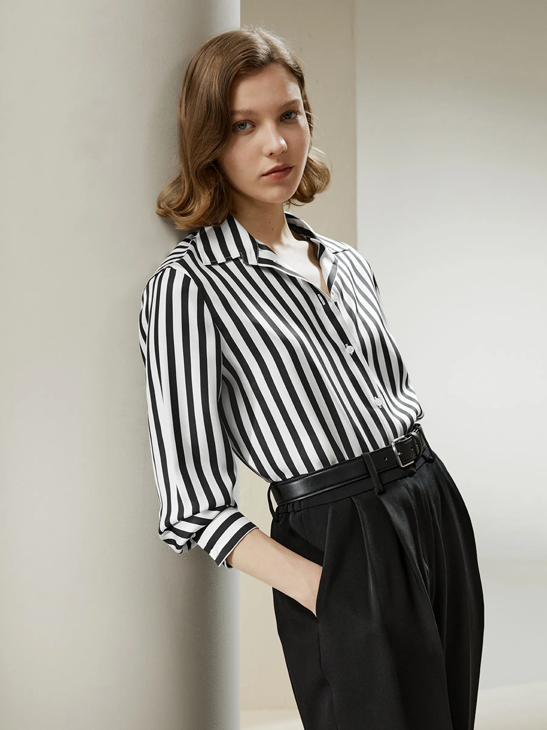The Amalfi Stripe Silk Shirt | LilySilk
