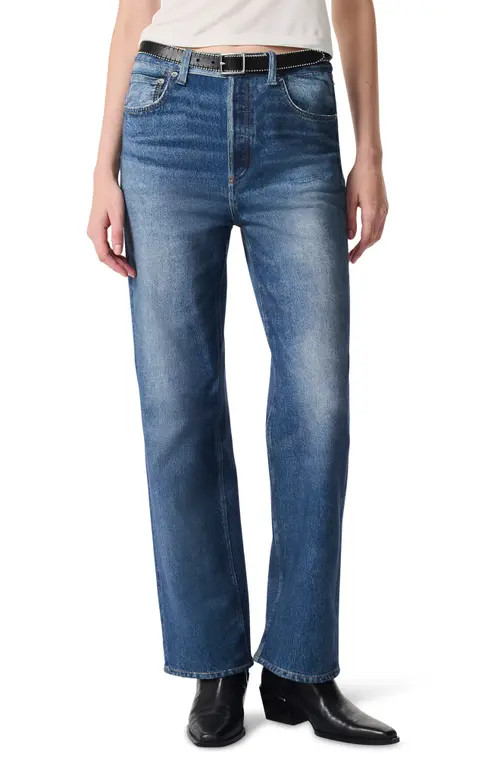 rag & bone Miramar Shea High Waist Relaxed Straight Leg Cotton Terry Sweatpant Jeans in Cosmos at Nordstrom, Size 29 | Nordstrom