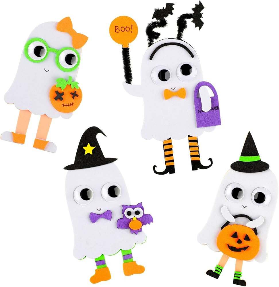 Weewooday 12 Pieces Foam Ghost Magnet Craft Kit Halloween Refrigerator Magnets DIY Self Adhesive ... | Amazon (US)