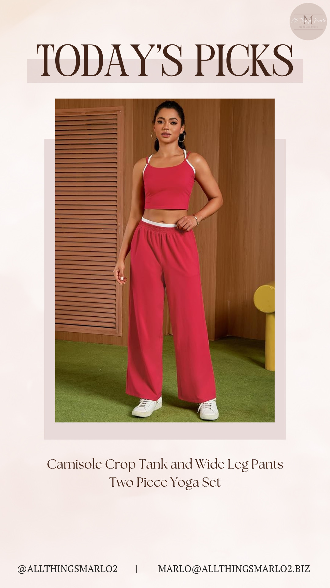 Camisole Crop Tank and Wide Leg Pants Two Piece Yoga Set 

 #LTKfitnessgoals #LTKSeasonal #LTKActive