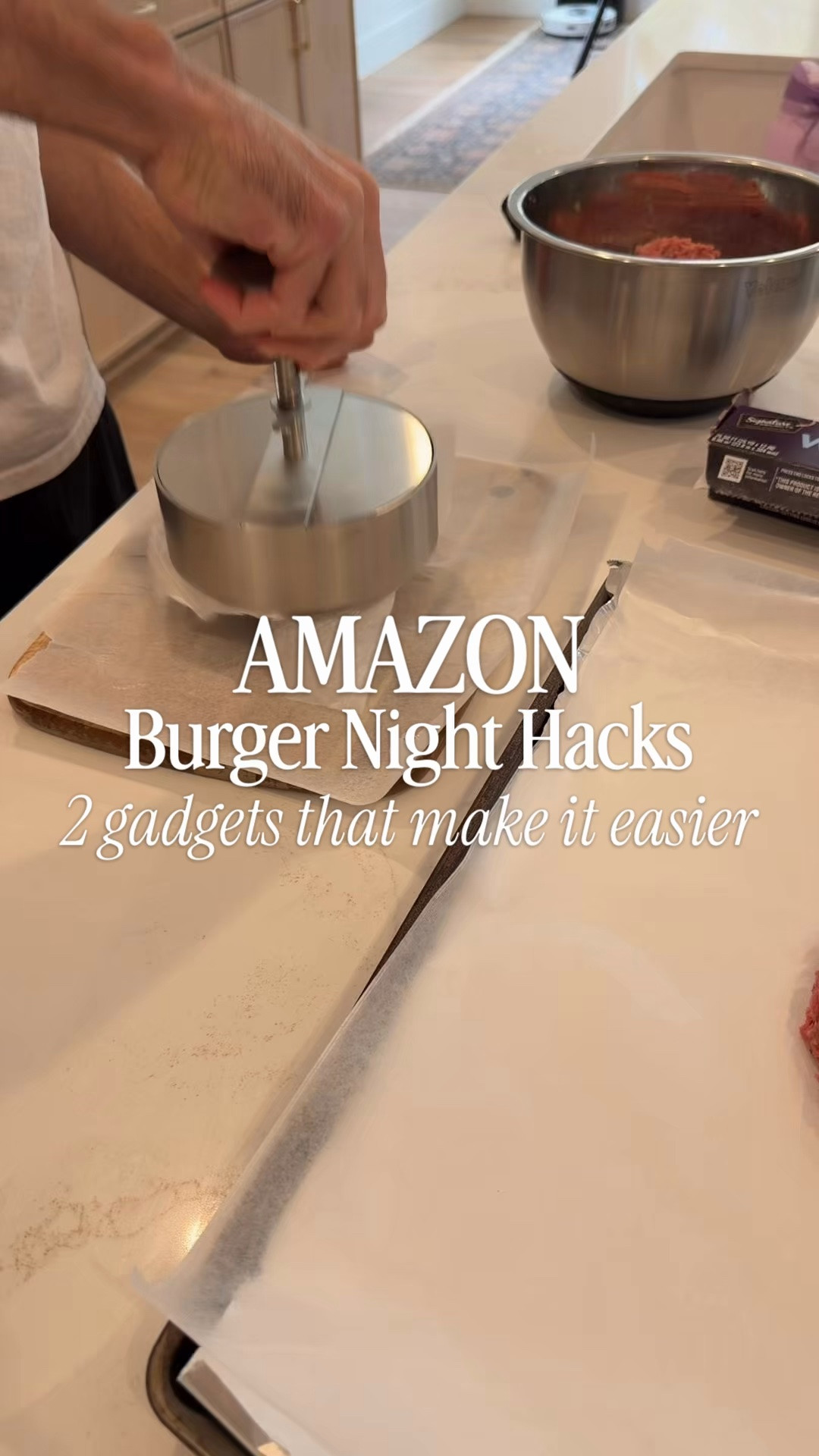 Amazon kitchen finds that make burger night at home SO much easier. 🍔🍟 comment AMAZON and I’ll send you the details 

These are the kind of gadgets I love because they actually solve the annoying parts of dinner prep. The burger press makes perfectly shaped patties in seconds, and the French fry cutter turns a potato into homemade fries with almost no effort.

Just season, bake, and suddenly burger night feels way more doable — and honestly a little more fun too.

Definitely saving these for our next burger night. Which gadget would you use first — the burger press or fry cutter?

#amazonfinds #amazonkitchen #kitchengadgets #burgernight #amazonhome