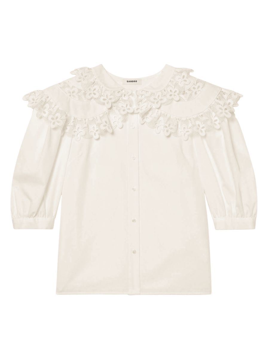 Sandro Angus Lace-Collar Blouse | Saks Fifth Avenue