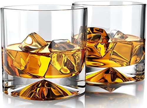 MOFADO Crystal Whiskey Glasses - Western/Square - 12oz (Set of 2) - Hand Blown Crystal - Thick We... | Amazon (US)