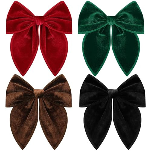 Christmas Hair Bows for Girls, 4 Pcs Velvet Bow Hair Clips Fable Hair Bows Christmas Hair Accessories for Little Girls Toddler Kids | Amazon (US)