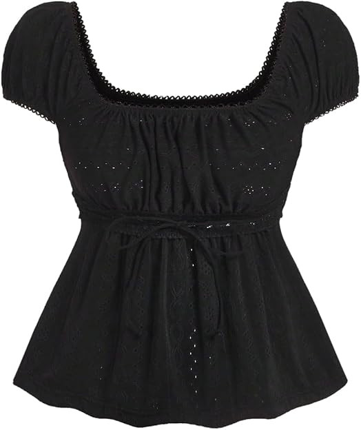 SOLY HUX Women's Short Sleeve Babydoll Tops Cute Summer Blouse | Amazon (US)