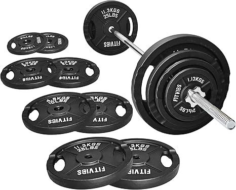 Signature Fitness Cast Iron Standard Weight Plates Including 5FT Standard Barbell with Star Locks... | Amazon (US)