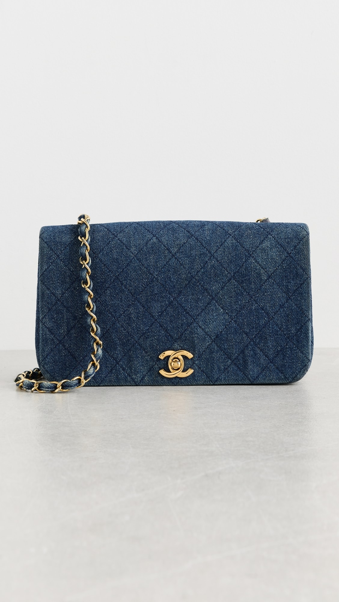 Chanel Blue Denim Full Flap Shoulder Bag 9" | Shopbop