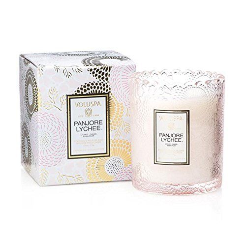 Voluspa Panjore Lychee Scalloped Edge Boxed Glass Candle, 6.2 Ounces | Amazon (US)