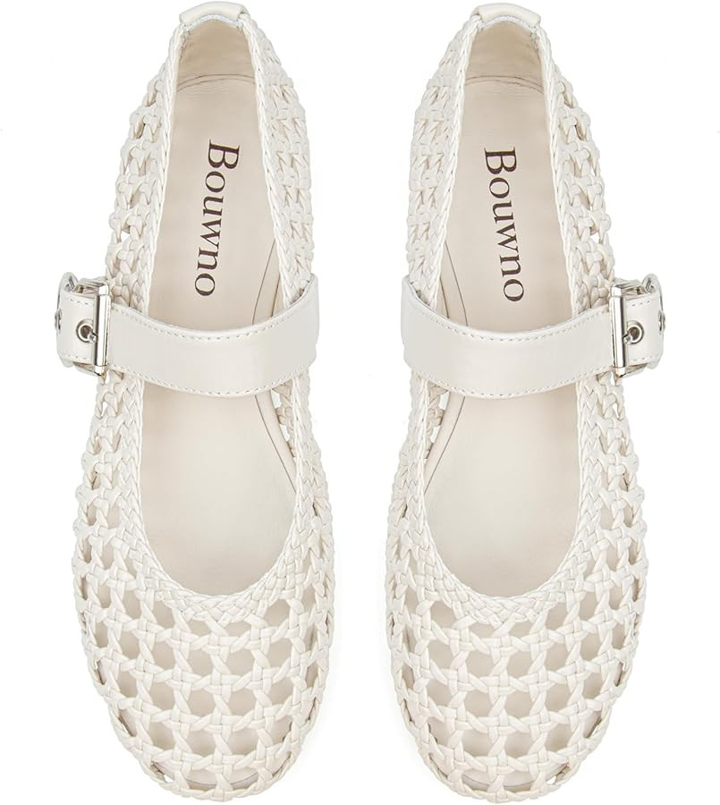 Woven Ballet Flats Mesh Mary Jane Flats for Women Dressy Comfortable Ballerina Flat Round Toe Buc... | Amazon (US)