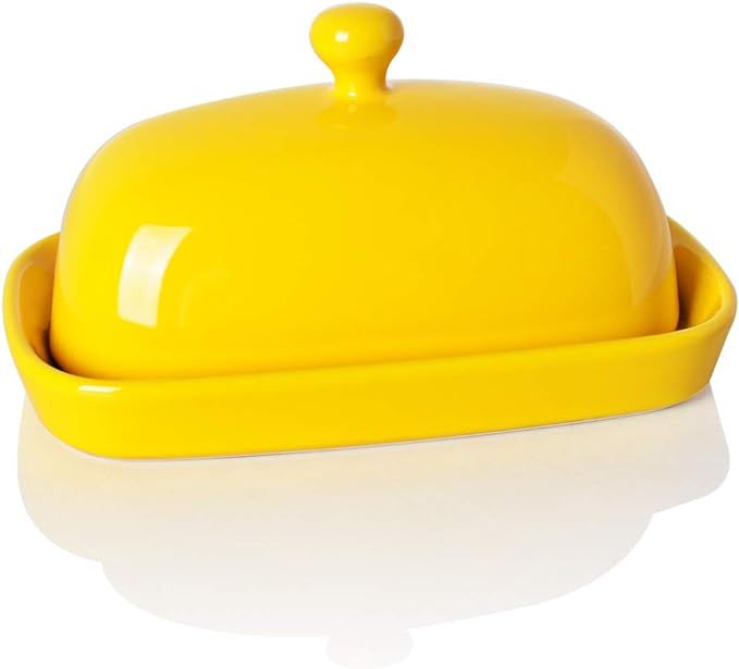 SWEEJAR Ceramics Butter Dish with Lid, Butter Keeper Container, East/West Coast Butter, 7 inches ... | Amazon (US)