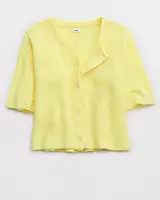 Aerie Unreal Short Sleeve Cardigan | American Eagle Outfitters (US & CA)