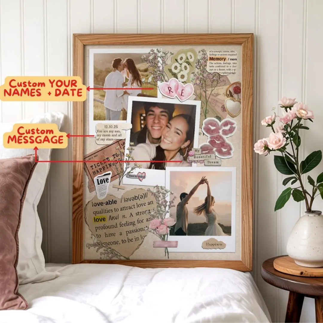 Personalized Photo Collage Valentine's Gifts for Him, Custom Photos Wall Art Gift for Boyfriend, ... | Etsy (US)