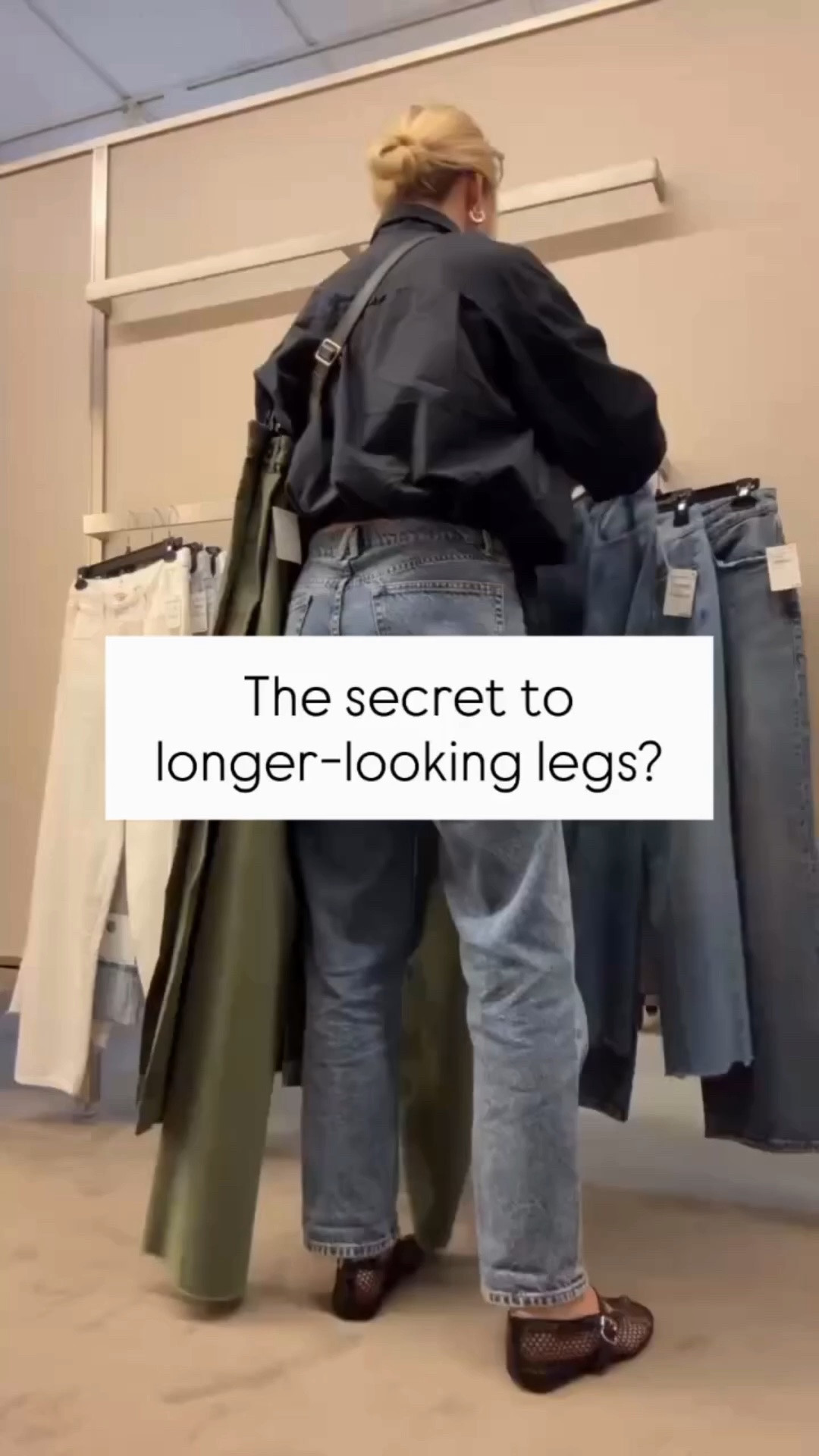 You don’t need sky-high heels to elongate your legs— you just need smart styling. 

1) Go high-rise. High-waisted pants or skirts visually lenghten your frame instantly. 
2) Monochrome Magic. Wearing one color from top to bottom keeps the eye moving, creating a seamless line. 
3) Pointed toes or nude tones. Both give the illusion of extra inches without sacrificing comfort. 

Longer-looking legs, no heels required.