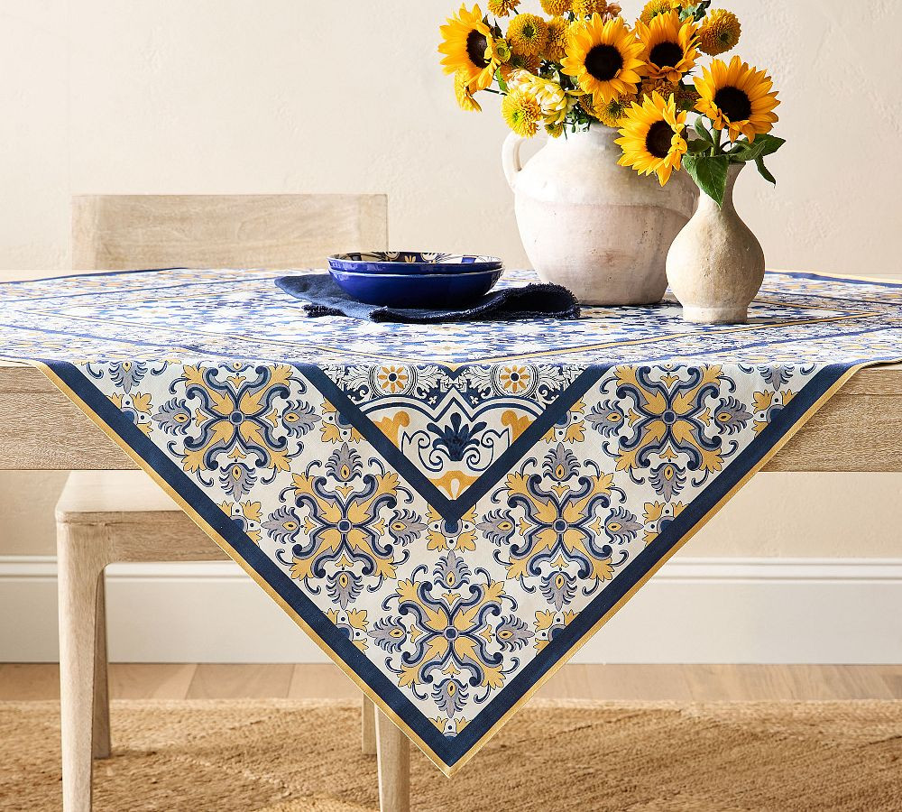 Mosaic Organic Cotton Table Throw | Pottery Barn (US)