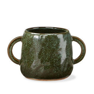 tagltd Green Reactive Glazed Stoneware Handled Planter Small, 7.09L x 4.92W x 4.33H inches | Target