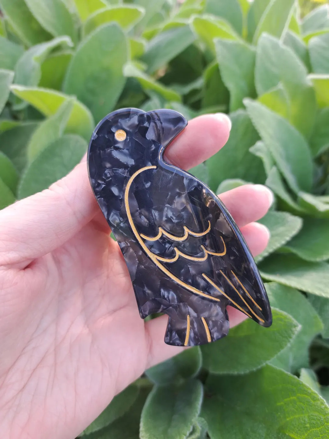 Hair Caw! Crow Claw Clip - Black and Gold Bird Hair Accessory - Etsy | Etsy (US)