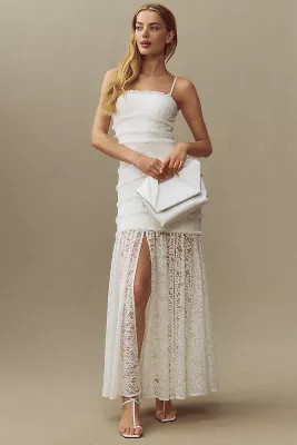 BHLDN Sleeveless Ruffle Lace Maxi Dress | Anthropologie (US)