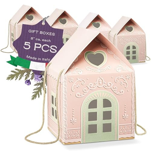Boxes Craftory Pack of 5 House Shaped Gift Boxes (7.87 x 7.87 x 7.08 inch) - Mansion Ideal for Presents and for Treats - Fairy Light Pink | Amazon (US)