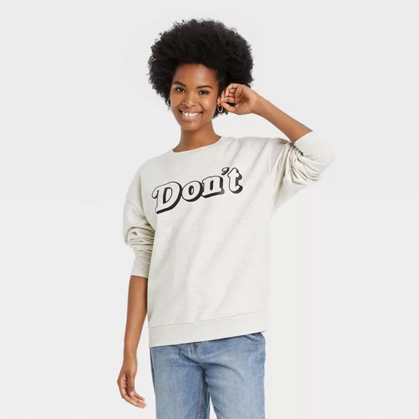 Women's Schitt's Creek Don't Graphic Sweatshirt - Off-White | Target