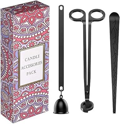 Vincidern 3 in 1 Candle Accessory Set, Candle Wick Trimmer, Candle Wick Dipper, Candle Snuffer,Bl... | Amazon (US)
