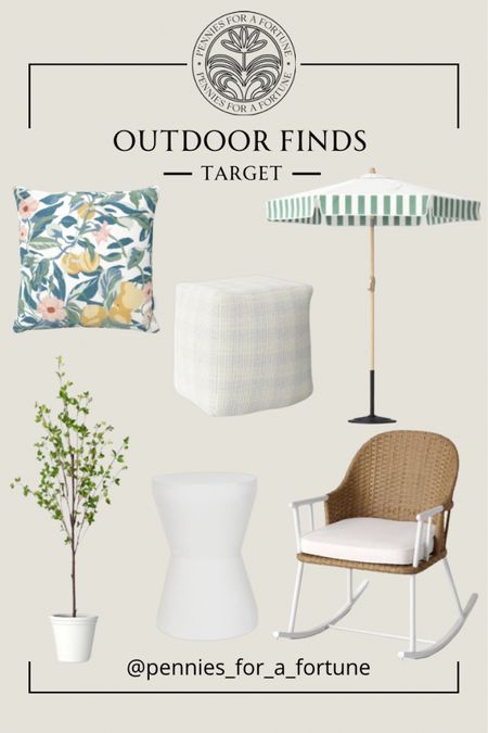 Outdoor finds from Target: Round Valance Outdoor Patio Market Umbrella, Windsor Steel & Wicker Outdoor Patio Chair, 72" Ficus Artificial Tree, Chunky Check Outdoor Patio
Pouf Cream, Torre Concrete Accent Stool

#LTKStyleTip #LTKHome #LTKSaleAlert