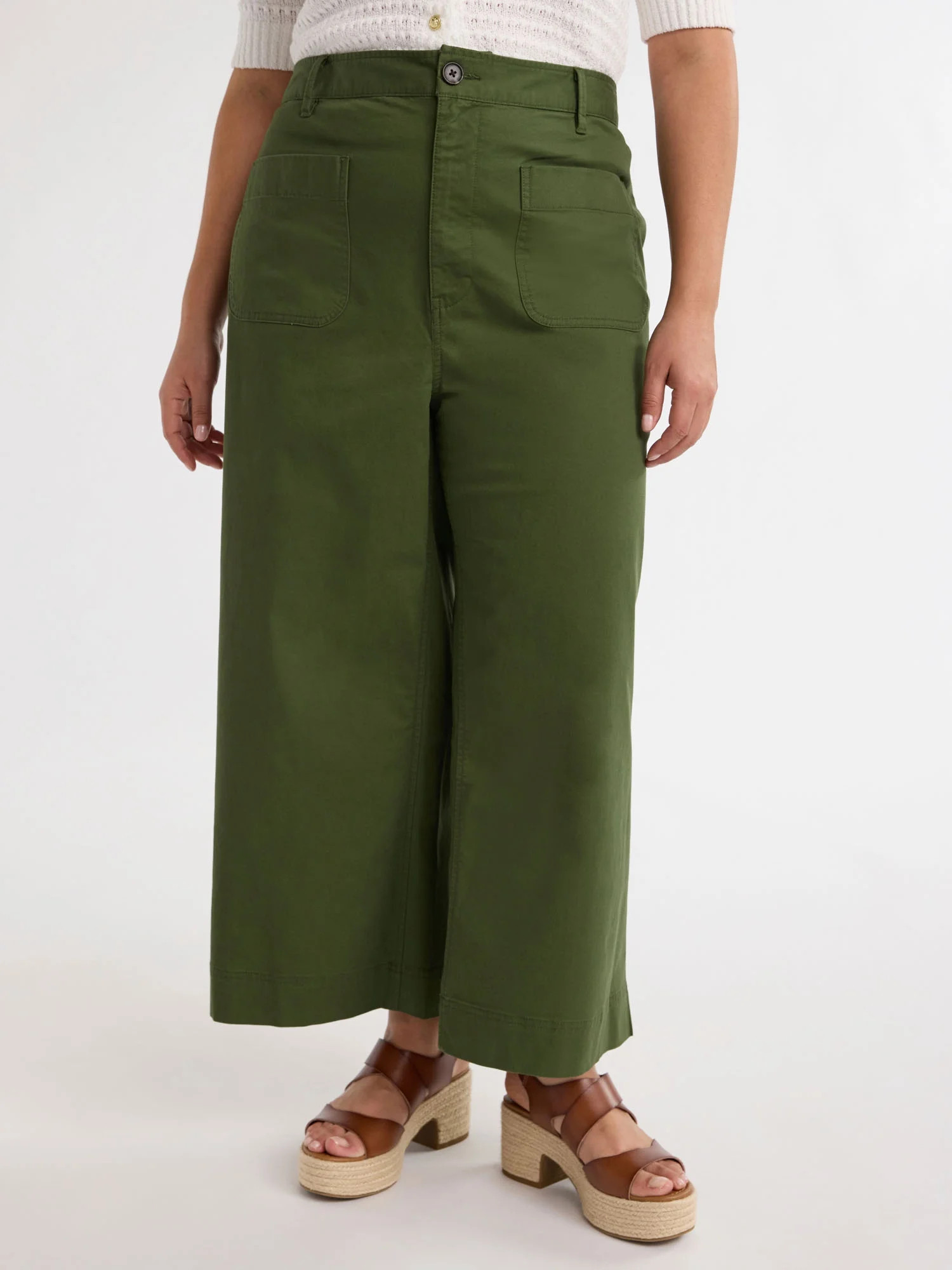 Free Assembly Women's and Women's Plus High Rise Cropped Wide Leg Pants, 26” Inseam, Sizes XS- ... | Walmart (US)