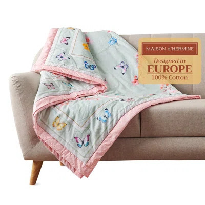 Maison d' Hermine Throw Blanket for Couch Lightweight Soft Warm Breathable Cotton Throw Blankets for Bed Girls Boys Women Men Gifts Travel Living Vale | Wayfair North America