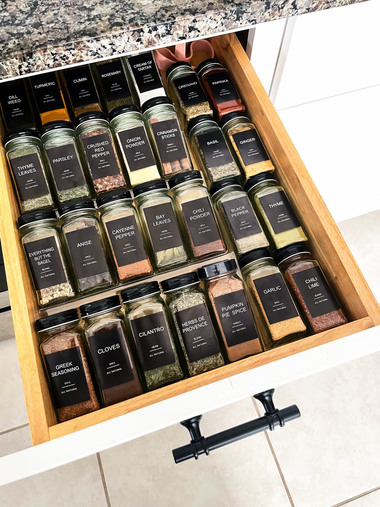 ✨Spice Drawer Organization✨ | Kitchen | Organization | Jars | Decoration | Black and White | Glass | Labels | Spring Cleaning | 

#LTKhome #LTKfamily #LTKfindsunder50