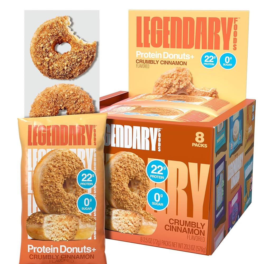 Legendary Foods 22gr Protein Donuts - Crumbly Cinnamon 8x (2 Donuts per Pack), High Protein, Zero... | Amazon (US)
