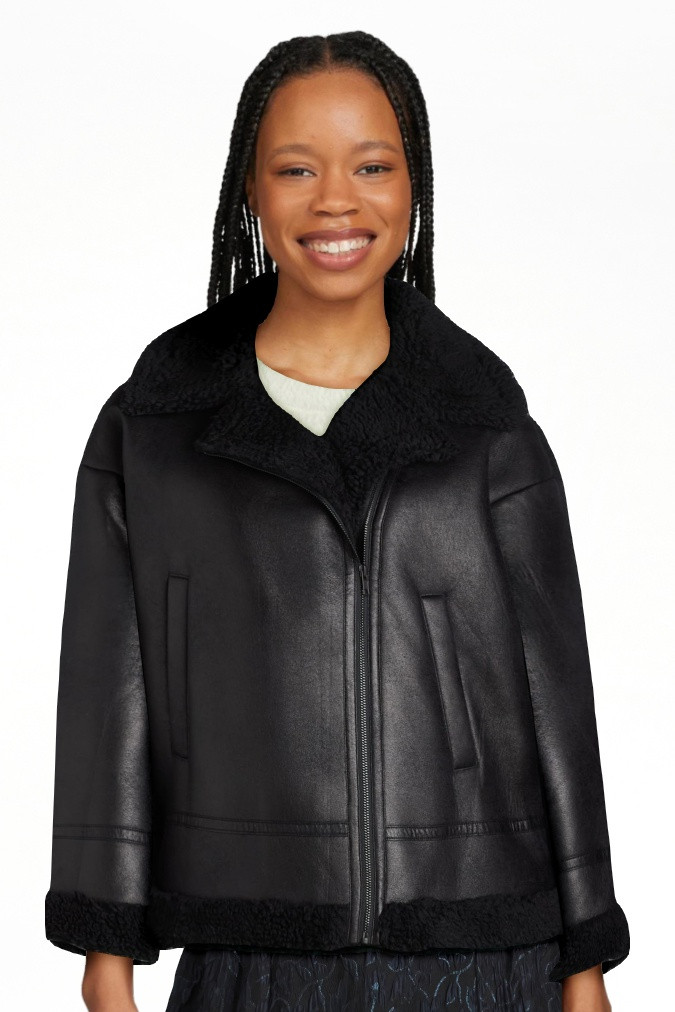 Scoop Women's & Women's Plus Faux Leather Moto Jacket with Faux Fur Lining, Sizes XS-4X | Walmart (US)