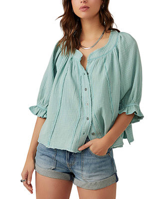 Women's Lucy Cotton Button-Front Swing Blouse | Macys (US)