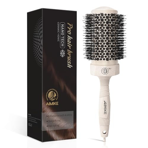 AIMIKE Large Nano Thermal Ceramic Round Brush with Barrel 2.1 inch for Blow Drying, Volume Blow Out and Curling Hair Styling (3.4 inch) | Amazon (US)
