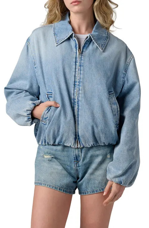 BLANKNYC Denim Bomber Jacket in Bottomless Brunch at Nordstrom, Size X-Small | Nordstrom