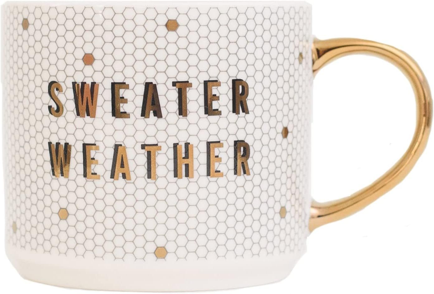 Sweet Water Decor Honeycomb Tile Coffee Mugs | Novelty Coffee Mug with Gold Handle | Microwave & ... | Amazon (US)