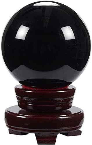 Small Black Obsidian Crystal Ball Sphere with Decorative Wooden Stand for Meditation, Healing, Fe... | Amazon (CA)