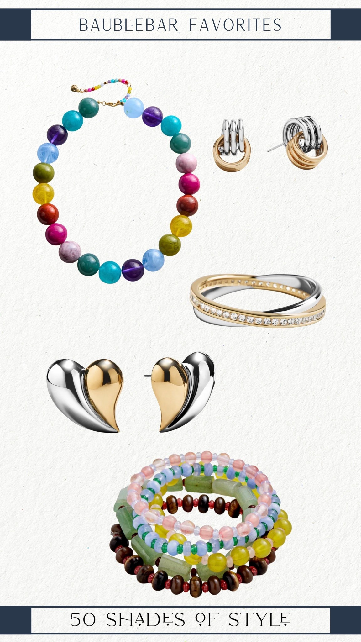 colorful beaded necklace, mixed metal earrings, mixed metal bracelet, heart earrings, colorful beaded bracelet, jewelryy

#LTKgrwm #LTKSeasonal #LTKootd